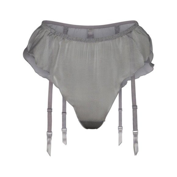 SKIMS Romance Garter Bikini Charcoal Womens XL - Picture 11 of 16